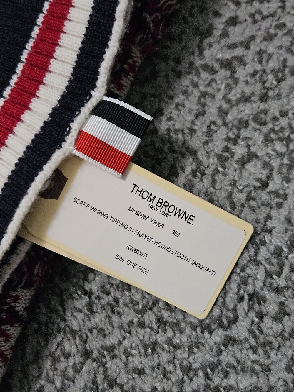 Thom Browne Houndstooth Wool-Blend Scarf w/ Tags - $1095 - Picture 10 of 11